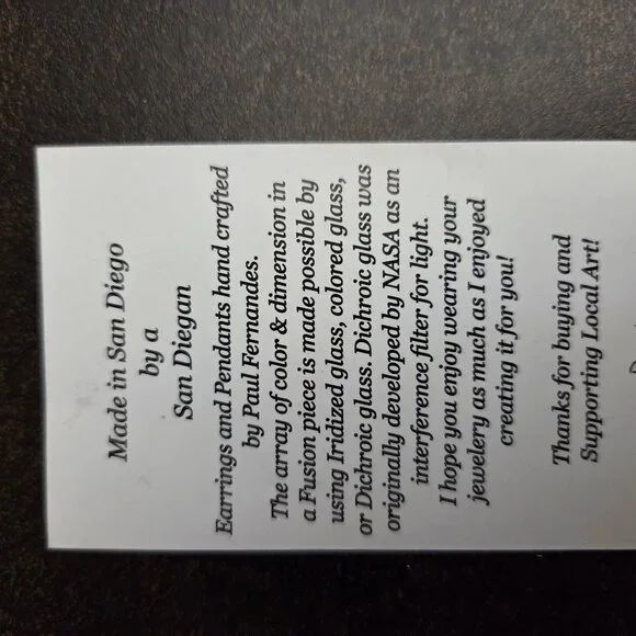 Pendant Necklace Colored Glass Silver Made in San Diego California Stone Womens - Picture 2 of 7